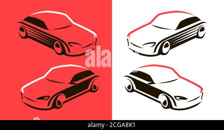 Logo di auto da corsa. Trasporto, vettore dei simboli del veicolo Illustrazione Vettoriale