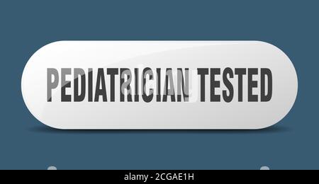 pulsante testato da pediatra. segno in vetro arrotondato. adesivo. striscione Illustrazione Vettoriale