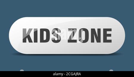 pulsante zona bambini. simbolo di vetro arrotondato. adesivo. banner Illustrazione Vettoriale