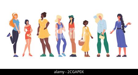 Bella donna fisique, nazionalità, aspetto set Illustrazione Vettoriale