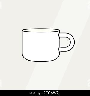 Illustrazione vettoriale semplice della tazza da tè. Illustrazione della linea del vettore icona isolata del logo della tazza del caffè banner del flayer della caffetteria Illustrazione Vettoriale