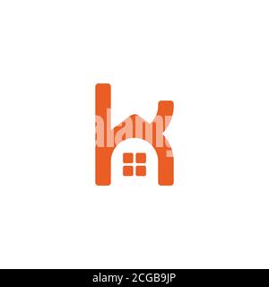 lettera hk semplice geometrico casa home simbolo vettore logo Illustrazione Vettoriale