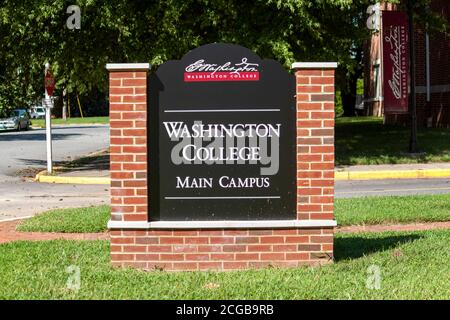 Chestertown, MD, USA 08/30/2020: Il campus principale del Washington College, un college privato di materie umanistiche fondato nel 1782 a Chestertown, MD. George Wash Foto Stock