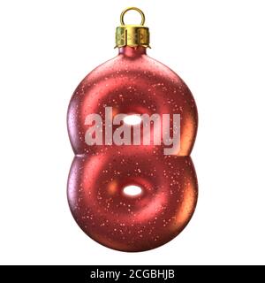 Albero di Natale decorazione font 3d rendering, numero 8 Foto Stock