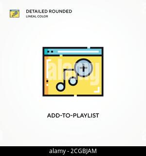 Icona vettore Aggiungi a playlist. Concetti moderni di illustrazione vettoriale. Facile da modificare e personalizzare. Illustrazione Vettoriale
