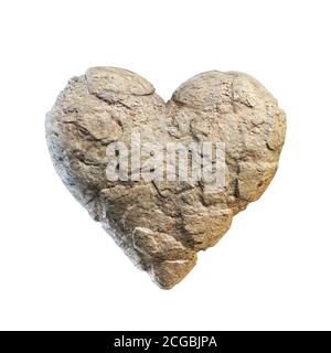 Cuore in pietra, rendering 3d con cuore roccioso Foto Stock