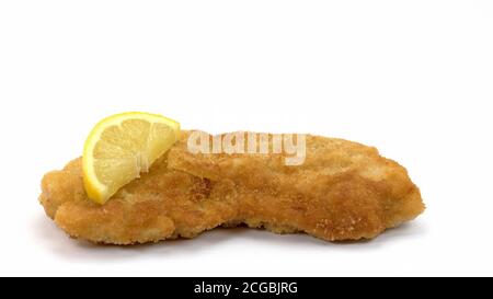 Wiener schnitzel isolato su sfondo bianco Foto Stock