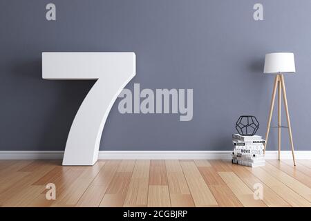Simulazione del numero di rendering 3d del font interno 7 Foto Stock
