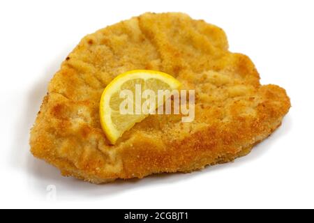 Wiener schnitzel isolato su sfondo bianco Foto Stock