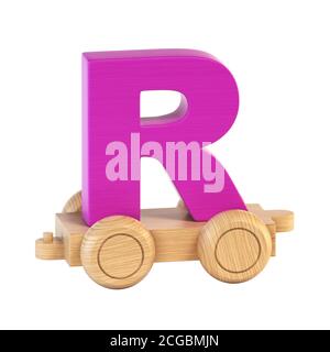 Treno font su ruote 3d rendering lettera R Foto Stock