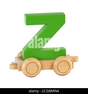 Treno font su ruote 3d rendering lettera Z Foto Stock