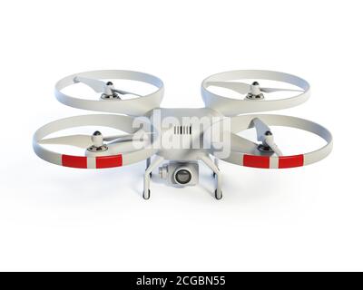 Drone isolato su sfondo bianco rendering 3d Foto Stock