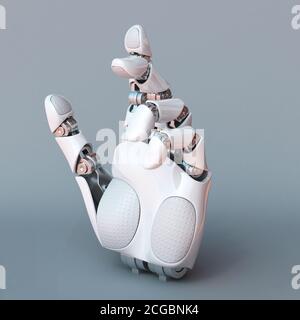 Mano bionica, rendering 3d braccio robot Foto Stock
