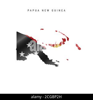 Mappa della Papua Nuova Guinea con bandiere ondulate. Illustrazione vettoriale Illustrazione Vettoriale