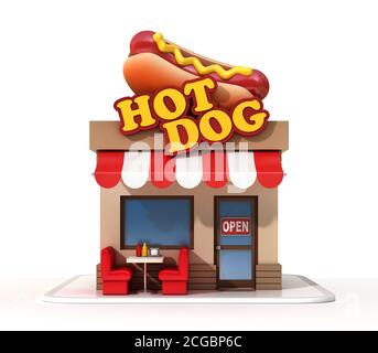 Hot dog ristorante 3d rendering Foto Stock