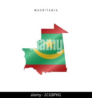 Mappa della Mauritania con bandiere ondulate. Illustrazione vettoriale Illustrazione Vettoriale