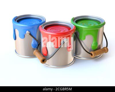 Rendering 3d delle lattine di vernice Foto Stock