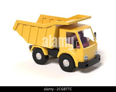 Giocattolo giallo dump Truck rendering 3d Foto Stock