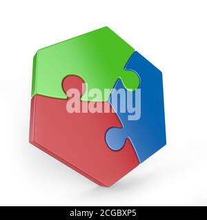 Rendering 3d di puzzle circolare in tre parti Foto Stock