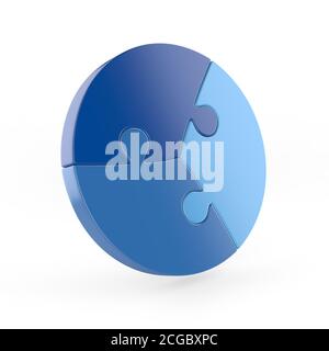 Rendering 3d di puzzle circolare in tre parti Foto Stock