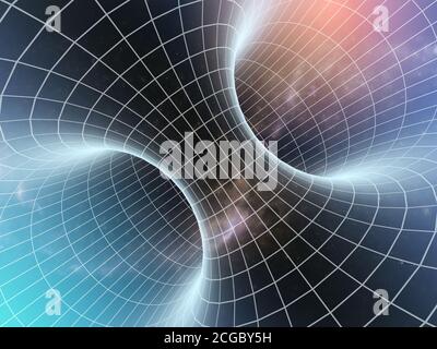 Cosmic wormhole, concetto di viaggio spaziale 3d Foto Stock