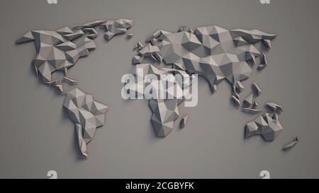 Rendering 3d triangolare della mappa mondiale Foto Stock