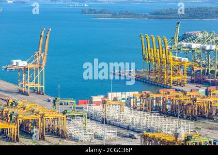 Veduta aerea del Porto di Singapore, Tanjong Pagar Foto Stock