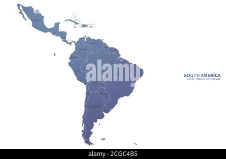 Paesi sudamericani chiamati mappa vettoriale. Illustrazione Vettoriale