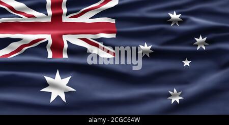 Giornata nazionale dell'Australia. Bandiera australiana con strisce e colori nazionali. Illustrazione di sfondo. Foto Stock