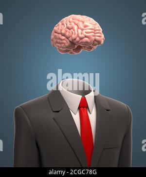 Uomo d'affari con un cervello invece della testa Foto Stock