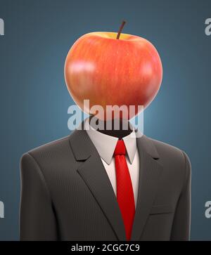 Uomo d'affari con una mela invece di testa Foto Stock