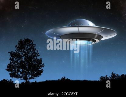 Astronave aliena - rendering ufo 3d Foto Stock