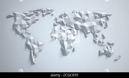 Rendering 3d triangolare della mappa mondiale Foto Stock