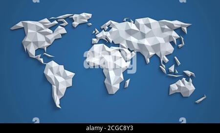 Rendering 3d triangolare della mappa mondiale Foto Stock