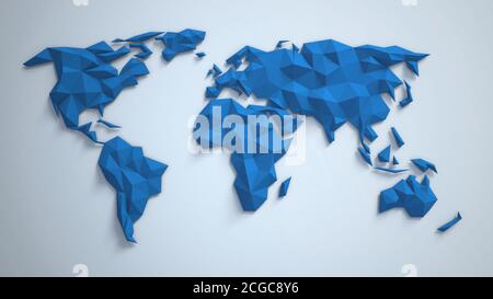 Rendering 3d triangolare della mappa mondiale Foto Stock