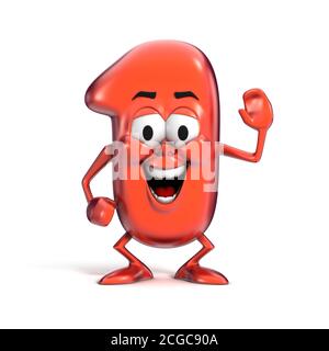 carattere fumetto sorridente numero 1 Foto Stock