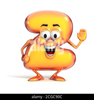 carattere fumetto sorridente numero 2 Foto Stock