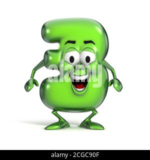 carattere fumetto sorridente numero 3 Foto Stock