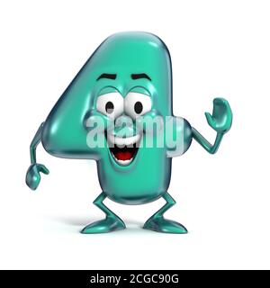 carattere fumetto sorridente numero 4 Foto Stock