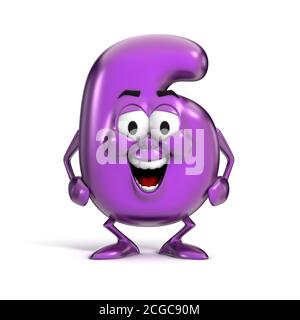 carattere fumetto sorridente numero 6 Foto Stock