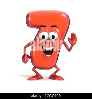 font cartone animato sorridente numero 7 Foto Stock