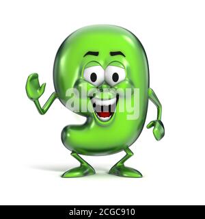 sorridente cartoon numero di font 9 Foto Stock