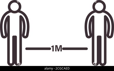 distanza sociale tra due persone disegno icona stile linea di Salute di assistenza medica e tema di emergenza illustrazione vettoriale Illustrazione Vettoriale