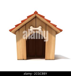 cane casa su sfondo bianco illustrazione 3d Foto Stock