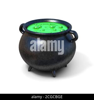 streghe cauldron su sfondo bianco illustrazione 3d Foto Stock