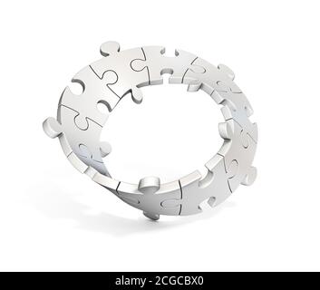3d puzzle bianco striscia mobius Foto Stock