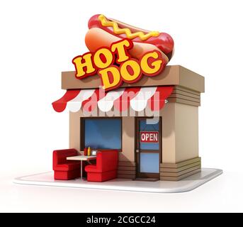 Hot dog ristorante 3d rendering Foto Stock