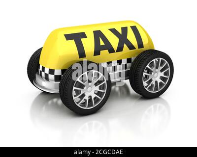 cartello taxi sulle ruote illustrazione 3d Foto Stock