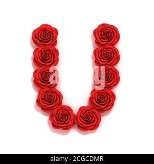 Roses rosso carattere lettera U Foto Stock