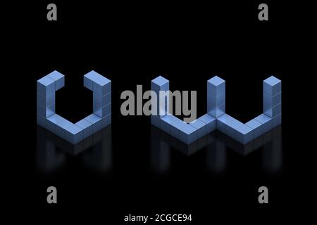 lettere font 3d cubiche v Foto Stock